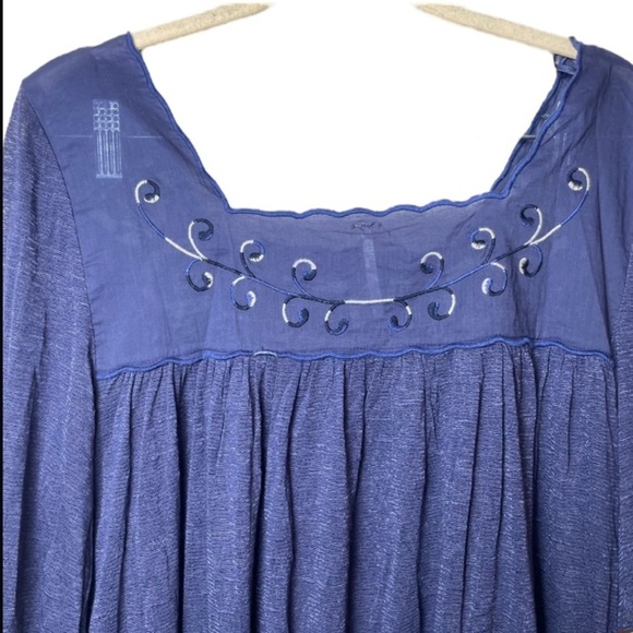 Free People Top Womens Small Bed Of Roses Embroidery Floral Sheer Boho Whimsical - Picture 8 of 10